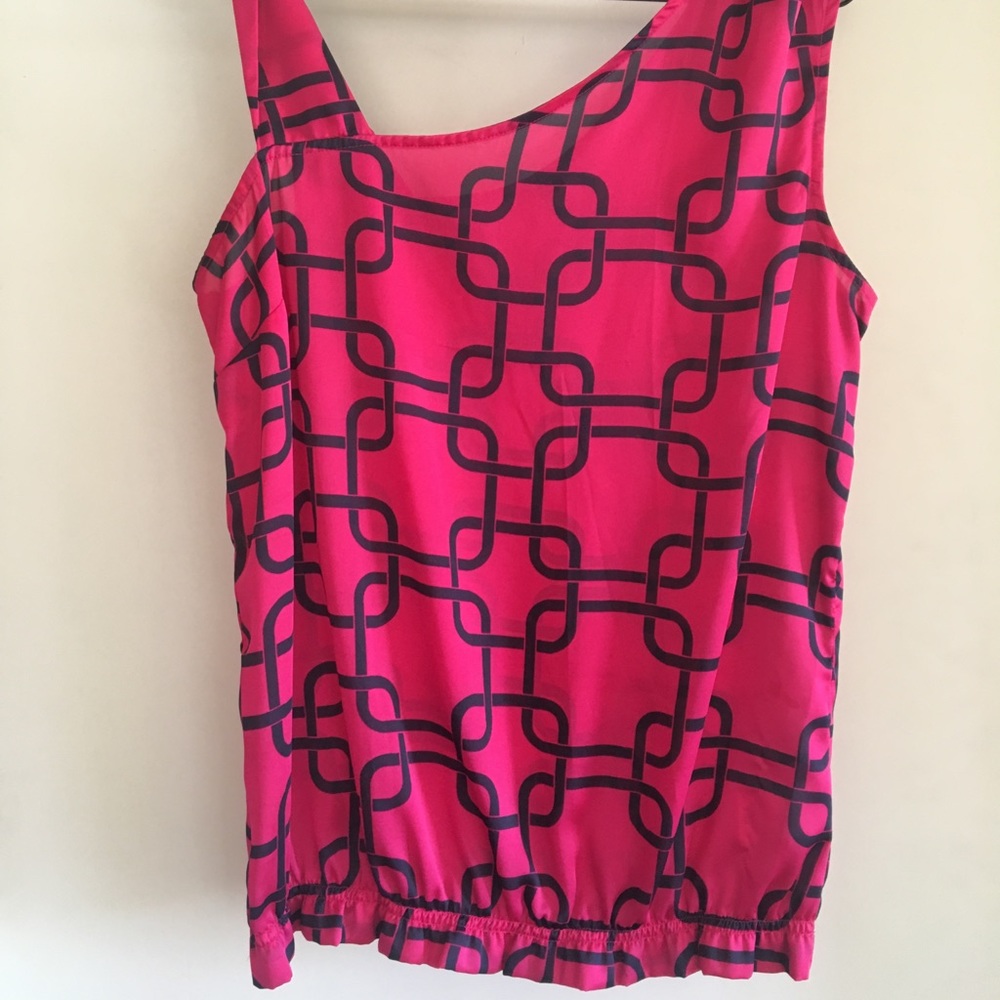 Banana Republic hot pink navy mod square blouse